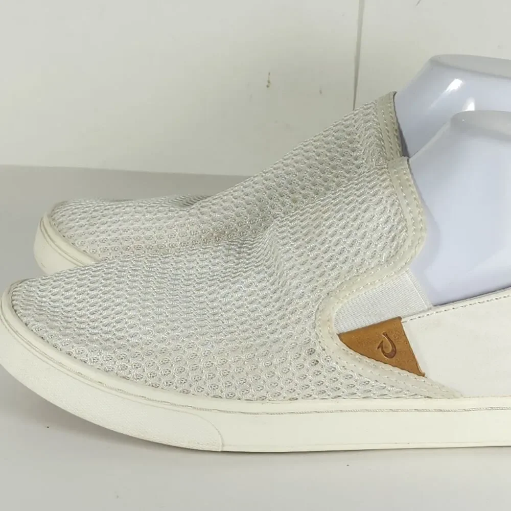 Olukai Women's Pehuea US9 White Flat Slip On Loafer Sneakers Shoes